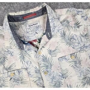 Tommy Bahama Shirt Mens XL Cream Tropical Floral Button up Long Sleeve T320486